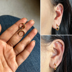 1.2cm diameter small flat Balis in pure silver with 22kt gold plating