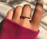 Minimal 3mm single stone ring in pure silver