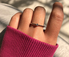 Minimal 3mm single stone ring in pure silver
