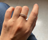 Two line half cz stone studded band in pure silver