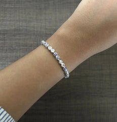 4mm cz and evil eye adjustable bracelet in pure silver
