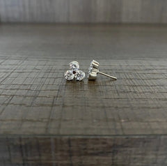 5mm three cz stone studs in pure silver