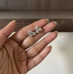 5mm three cz stone studs in pure silver