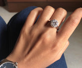 Bold single cz center with small stones studded border thick band ring in pure silver