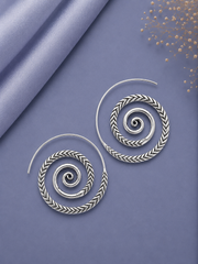 4 cm diameter pure silver spiral hoops