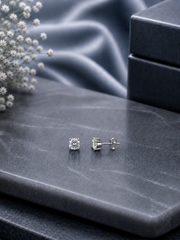 5mm single cz four prong grain setting studs in pure silver
