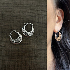 Thick cut work balis in pure silver