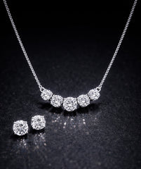 Five cz stone 18'' long necklace in pure silver