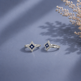Diamond shape evil eye studded border adjustable toe ring in pure silver (one pair)