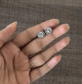 6mm cz stone rava border studs in pure silver