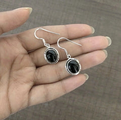 Black cabstone hangings in pure silver