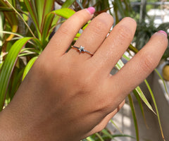 Minimal star pattern ring in pure silver