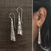 6.5 cm long filigree cut work hangings in pure silver