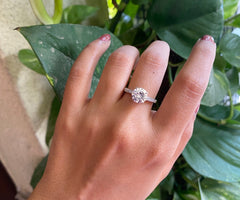 8mm single cz ring with a half studded band in pure silver