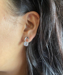 8mm cz stone loop studs in pure silver
