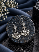 Traditional cz cut stone and pearl hangings in pure silver