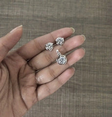 6mm cz stone curved border studs with a 7mm cz pendant in pure silver