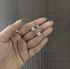 6mm cz stone earstuds and U shape pendant in bezel setting made in pure silver