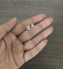 6mm four prong setting cz stone studs in pure silver