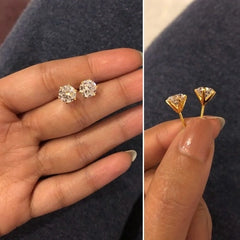 7 mm Swarovski Cz stone studs in pure silver with 22 kt gold plating