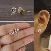 7 mm Swarovski Cz stone studs in pure silver with 22 kt gold plating