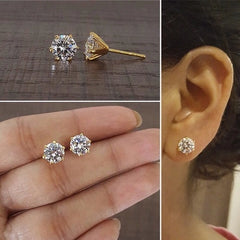 7 mm Swarovski Cz stone studs in pure silver with 22 kt gold plating