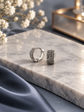 Elegant lockable half studded marcasite Balis in pure silver