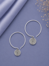 3 cm diameter spiral pattern hoops in pure silver