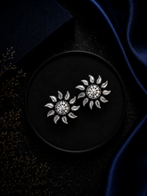 Pure silver antique finish flower studs