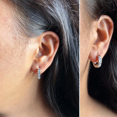 1.6cm diameter thick italian balis with a single line of cz stones in pure silver