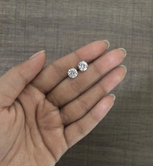 7mm cz stone four prong setting studs in pure silver