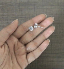 7mm four prong grain setting cz stone studs in pure silver