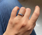 Three small cz stone ring in pure silver