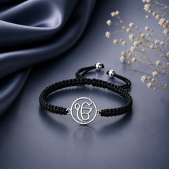Pure silver Divine Ek Onkar adjustable hand braided bracelet