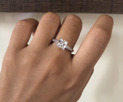 6mm square cz with a half studded band in pure silver