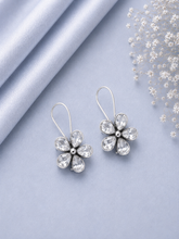 Cz cut stone flower loops made in pure silver (big size)