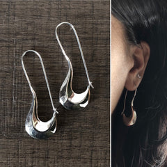 Unique Pure silver curved hoops