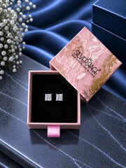 6mm single square cz grain setting studs in pure silver