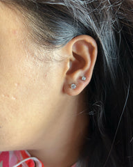 4mm + 3mm single cz studs combo in pure silver