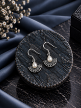 Pankhi earrings with pearl center in pure silver