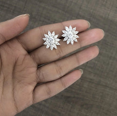 Marquise cut cz stone studs in pure silver