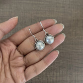 1.2cm diameter fresh water pearl rava work hangings in pure silver