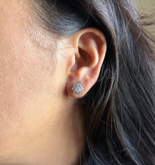 6mm seven cz stone compact flower studs in pure silver