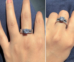 Single cz center with a half studded thick band in pure silver