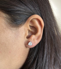 6mm grain setting triangle studs in pure silver