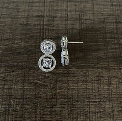 9mm and 1.1 cm multi cz stone attached studs in pure silver