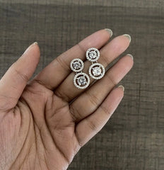 9mm and 1.1 cm multi cz stone attached studs in pure silver