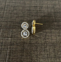 9mm and 1.1 cm multi cz stone attached studs with gold plating in pure silver