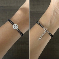 9mm diameter multi cz stone adjustable 7.25’’ mangalsutra chain bracelet in pure silver