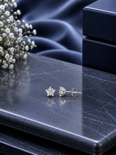 6mm star cz studs in pure silver